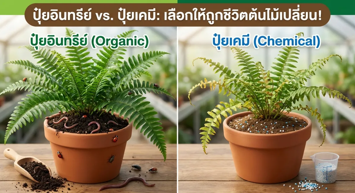 ปุ๋ยอินทรีย์ vs. ปุ๋ยเคมี: เลือกให้ถูกชีวิตต้นไม้เปลี่ยน! ไขทุกข้อสงสัยกับการใช้ปุ๋ยในกระถางเพื่อป้องกันโรค