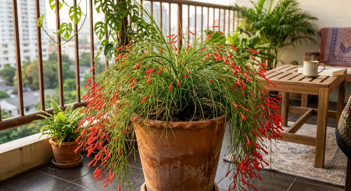 เปลี่ยนระเบียงคอนโดให้เป็นน้ำพุสีแดงด้วย 'ประทัดแตก' (Coral Plant) ต้นไม้ฟอร์มสวยที่สายมินิมอลต้องมี