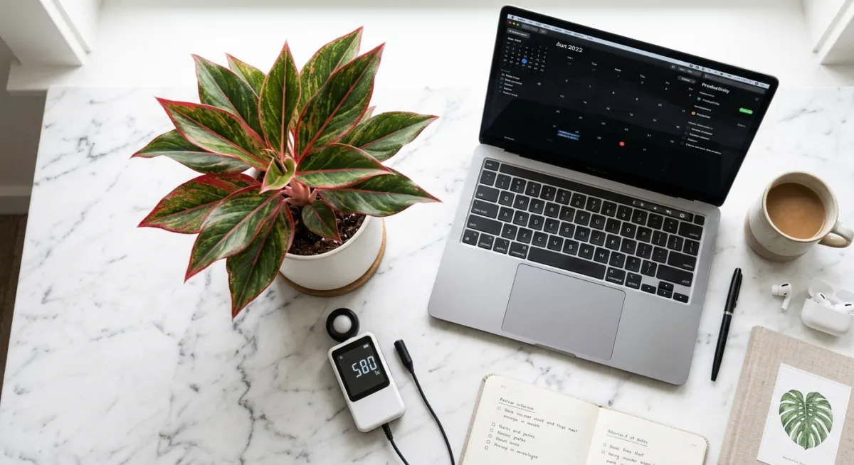 อโกลนีมาหน้าคอมฯ ใบไหม้? มาวัด 'แสงรำไร' ด้วย Lux Meter กันครับ – แก้ปัญหาแสงสะท้อน WFH ให้เจ้าอโกลนีมาสวยปิ๊ง!