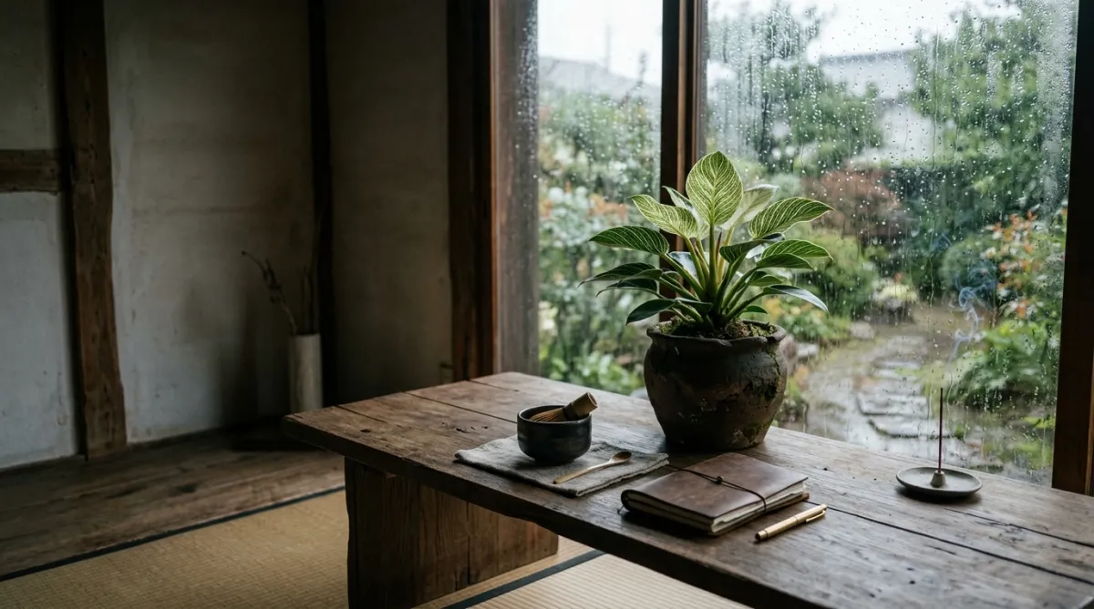 มุม WFH ชมสายฝน: จัดโต๊ะทำงานสไตล์ Modern Tropical ด้วยฟิโลเดนดรอนและเทคโนโลยี Smart Sensor วัดความชื้นในฤดูฝน